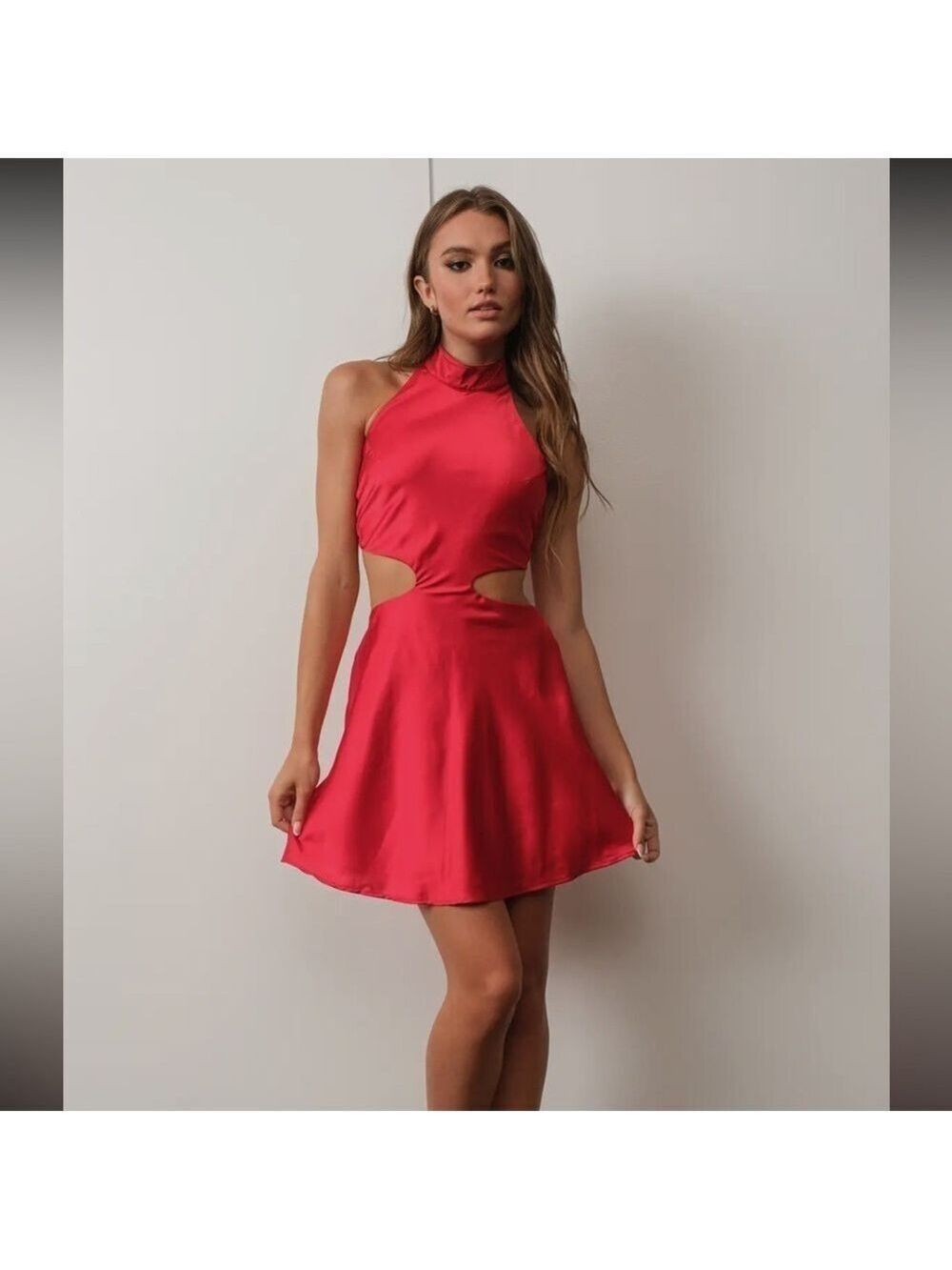 PRETTY GARBAGE Satin Cutout Dress